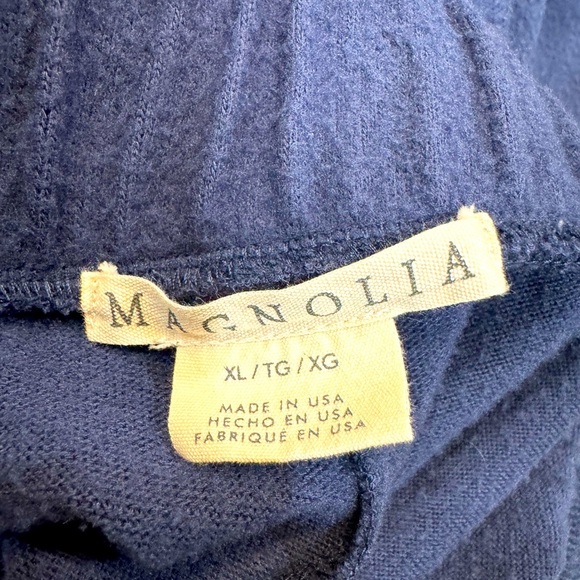 Magnolia 3 piece Loungewear Blue Crop Tank Top, flared pants, & long duster robe - Picture 8 of 14